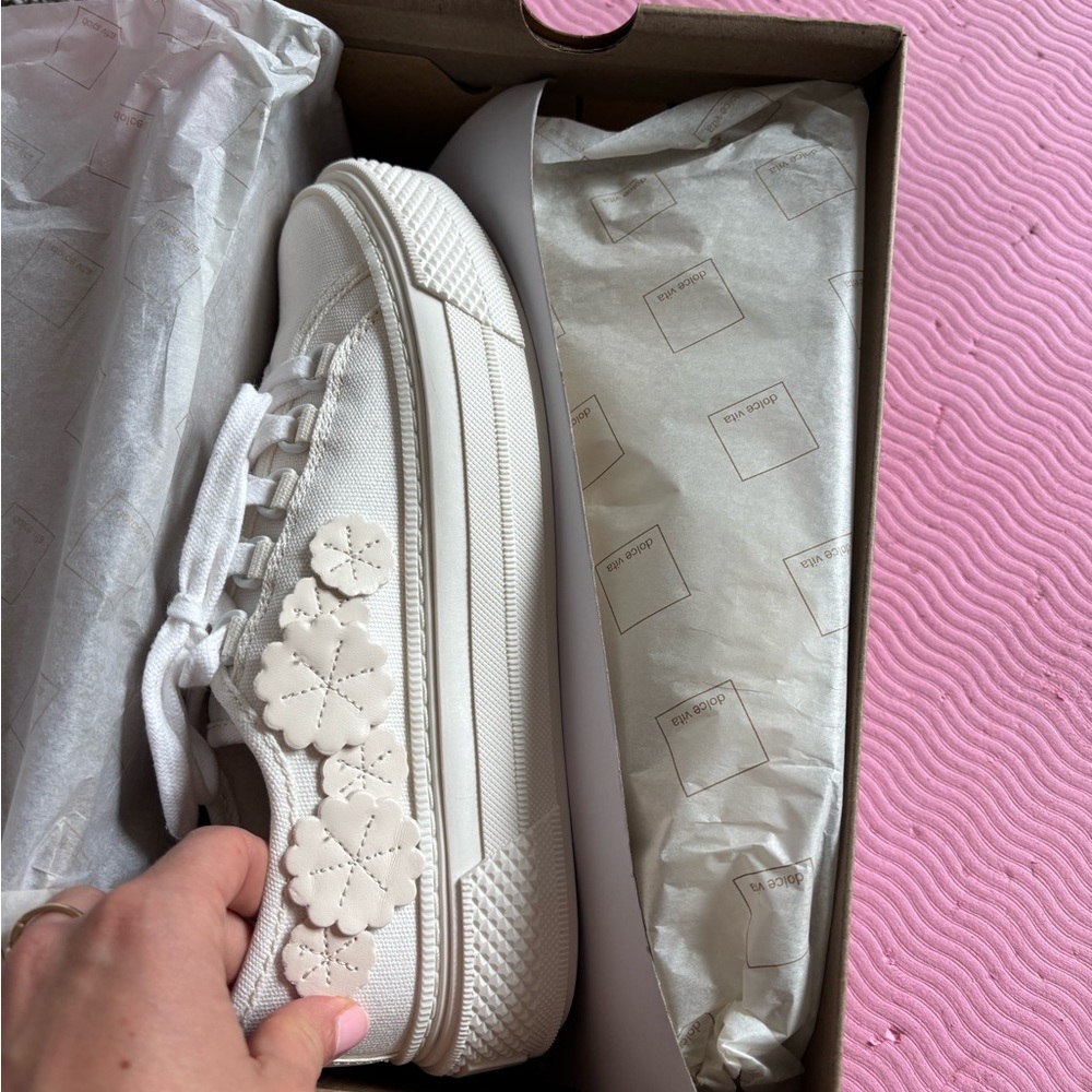 White Platform Sneakers with Floral Detail- Dolce Vita brand new!!